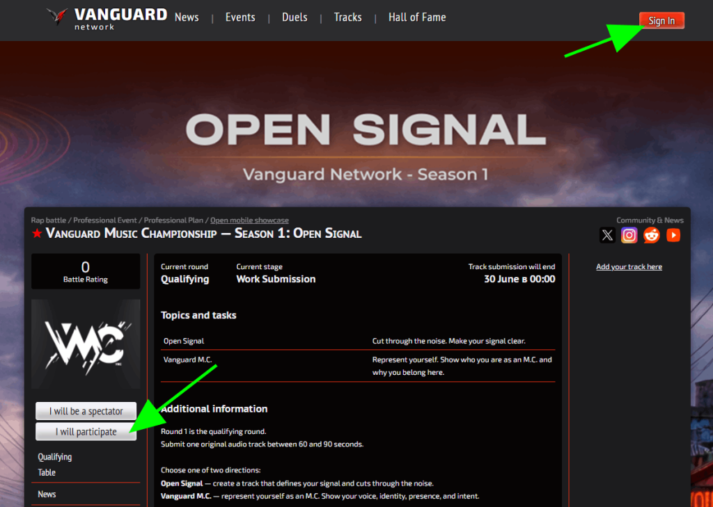 Event page example